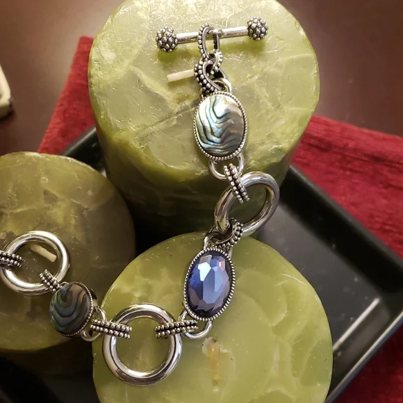 Lia Sophia Epiphany Abalone & Purple Crystal Silver Bracelet - Picture 3 of 7